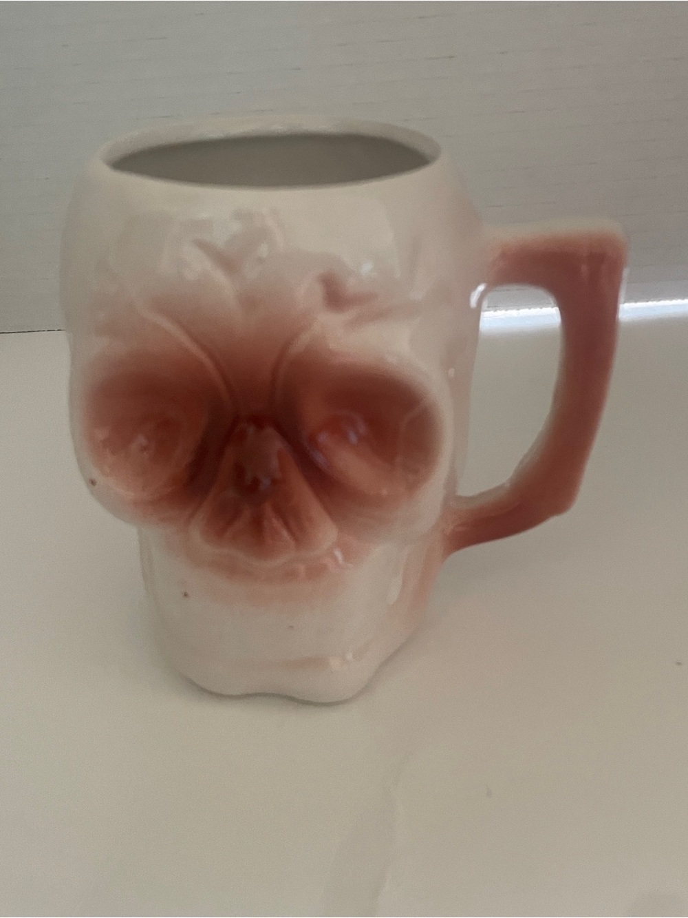 Pink and Cream Skull Ceramic Coffee Mug - Decorative Home Dining Cup